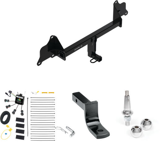 Fits 2017-2019 Tesla 3 Trailer Hitch Tow PKG w/ 4-Flat Zero Contact "No Splice" Wiring Harness + Draw-Bar + Interchangeable 1-7/8" & 2" Balls By Draw-Tite