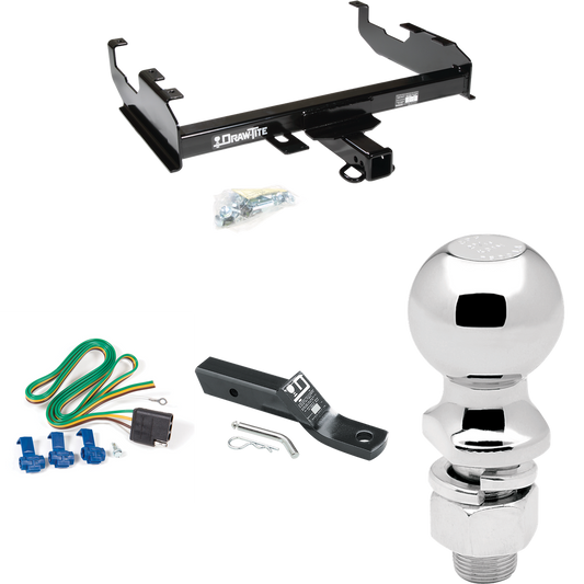 Fits 1963-1972 Chevrolet C20 Trailer Hitch Tow PKG w/ 4-Flat Wiring + Ball Mount w/ 2" Drop + 2-5/16" Ball (For w/8' Bed Models) By Draw-Tite