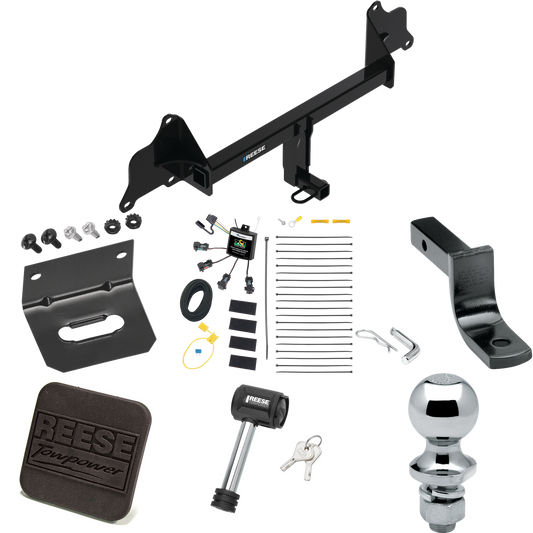 Fits 2017-2019 Tesla 3 Trailer Hitch Tow PKG w/ 4-Flat Zero Contact "No Splice" Wiring Harness + Draw-Bar + 1-7/8" Ball + Wiring Bracket + Hitch Cover + Hitch Lock By Reese Towpower