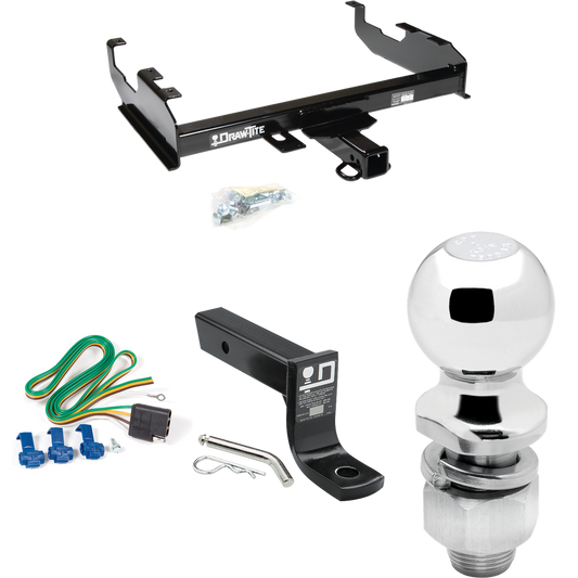 Fits 1963-1972 Chevrolet K20 Trailer Hitch Tow PKG w/ 4-Flat Wiring + Ball Mount w/ 4" Drop + 2" Ball (For w/8' Bed Models) By Draw-Tite