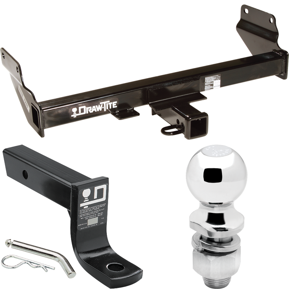 Fits 2014-2021 Jeep Grand Cherokee Trailer Hitch Tow PKG w/ Ball Mount w/ 4" Drop + 2" Ball (Excludes: w/OEM Tow Hook or ECODiesel Engine Models) By Draw-Tite