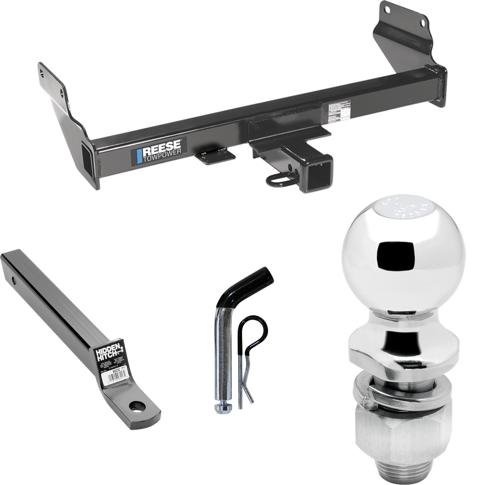 Fits 2011-2013 Jeep Grand Cherokee Trailer Hitch Tow PKG w/ Extended 16" Long Ball Mount w/ 2" Drop + Pin/Clip + 2" Ball (Excludes: w/OEM Tow Hook Models) By Reese Towpower