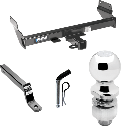 Fits 2011-2013 Jeep Grand Cherokee Trailer Hitch Tow PKG w/ Extended 16" Long Ball Mount w/ 4" Drop + Pin/Clip + 2" Ball (Excludes: w/OEM Tow Hook Models) By Reese Towpower