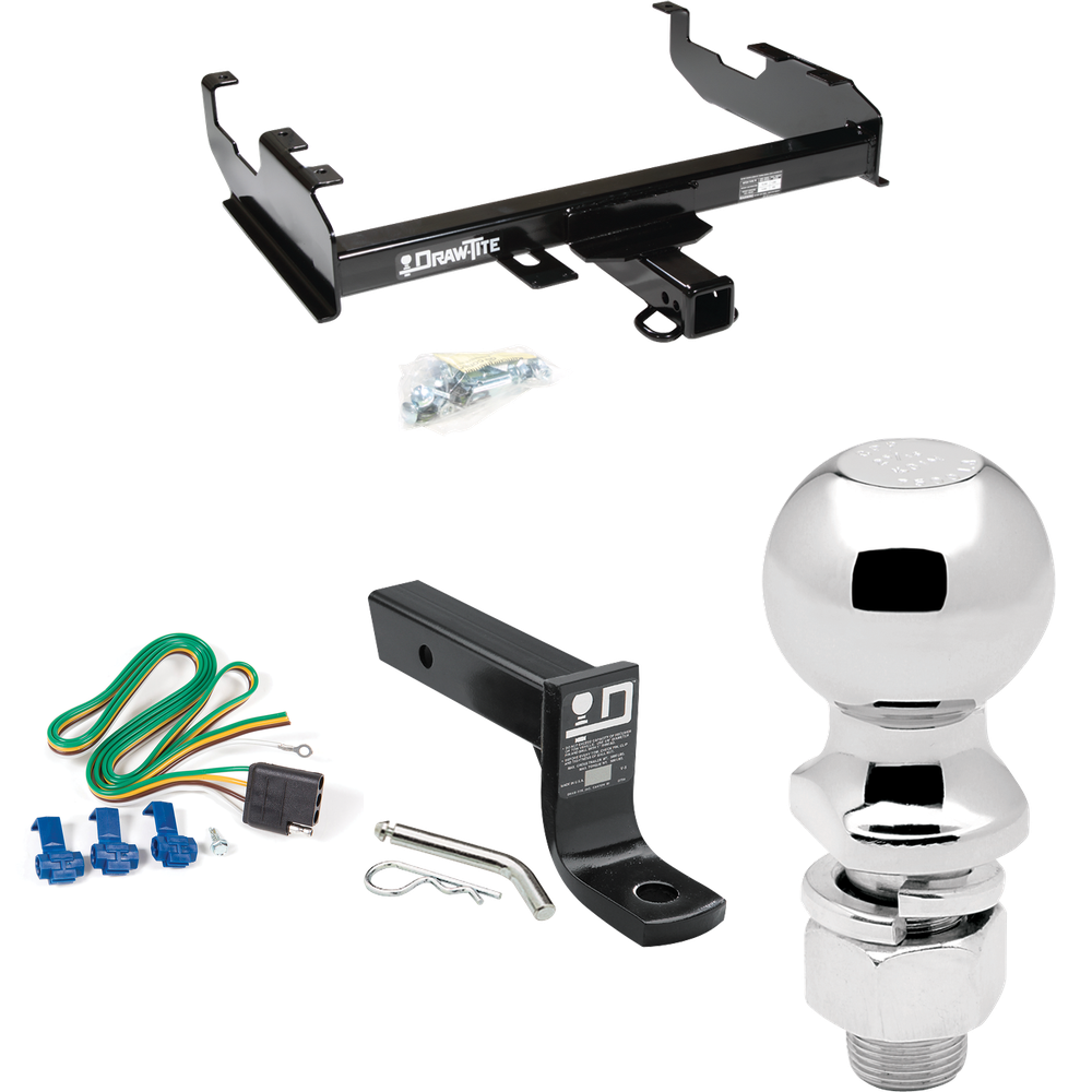 Fits 1963-1972 Chevrolet K20 Trailer Hitch Tow PKG w/ 4-Flat Wiring + Ball Mount w/ 4" Drop + 2-5/16" Ball (For w/8' Bed Models) By Draw-Tite