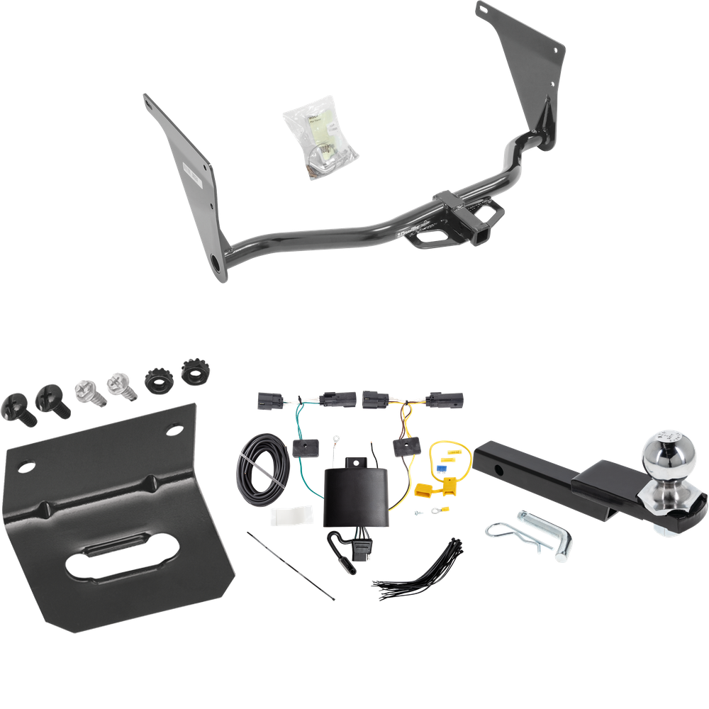 Fits 2019-2019 Ford Escape Trailer Hitch Tow PKG w/ 4-Flat Wiring Harness + Interlock Starter Kit w/ 2" Ball 1-1/4" Drop 3/4" Rise + Wiring Bracket By Draw-Tite