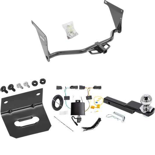 Fits 2019-2019 Ford Escape Trailer Hitch Tow PKG w/ 4-Flat Wiring Harness + Interlock Starter Kit w/ 2" Ball 1-1/4" Drop 3/4" Rise + Wiring Bracket By Draw-Tite