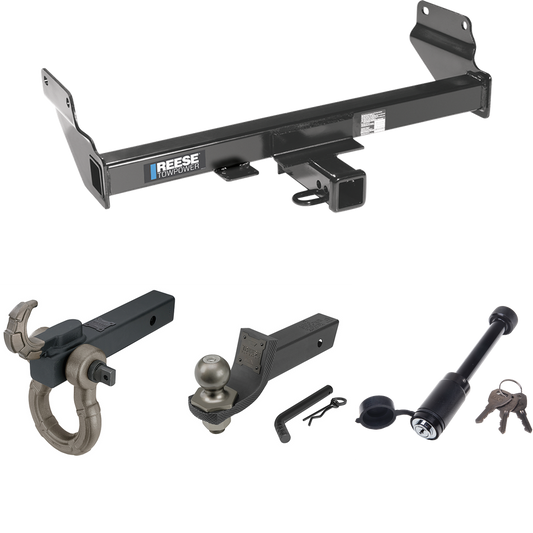 Fits 2021-2021 Jeep Grand Cherokee Trailer Hitch Tow PKG + Interlock Tactical Starter Kit w/ 2" Drop & 2" Ball + Tactical Hook & Shackle Mount + Tactical Dogbone Lock (Excludes: w/OEM Tow Hook or ECODiesel Engine Models) By Reese Towpower