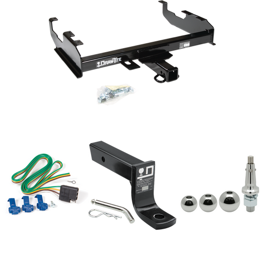 Fits 1963-1972 Chevrolet C10 Trailer Hitch Tow PKG w/ 4-Flat Wiring + Ball Mount w/ 4" Drop + Interchangeable Ball 1-7/8" & 2" & 2-5/16" (For w/8' Bed Models) By Draw-Tite