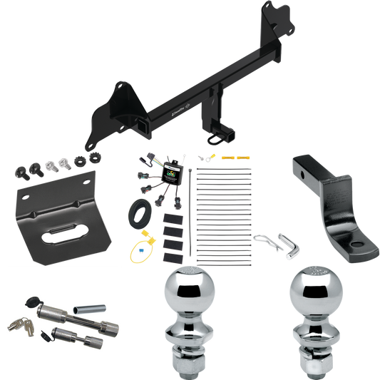 Fits 2017-2019 Tesla 3 Trailer Hitch Tow PKG w/ 4-Flat Zero Contact "No Splice" Wiring Harness + Draw-Bar + 1-7/8" + 2" Ball + Wiring Bracket + Dual Hitch & Coupler Locks By Draw-Tite