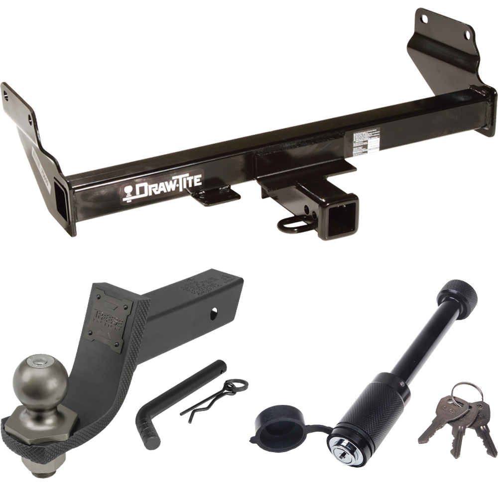 Fits 2014-2021 Jeep Grand Cherokee Trailer Hitch Tow PKG + Interlock Tactical Starter Kit w/ 3-1/4" Drop & 2" Ball + Tactical Dogbone Lock (Excludes: w/OEM Tow Hook or ECODiesel Engine Models) By Draw-Tite