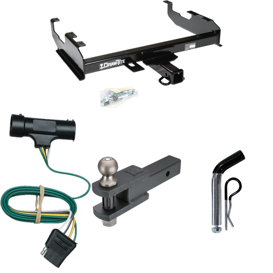 Fits 1975-1978 GMC C15 Trailer Hitch Tow PKG w/ 4-Flat Wiring + Clevis Hitch Ball Mount w/ 2" Ball + Pin/Clip (For w/8' Bed Models) By Draw-Tite