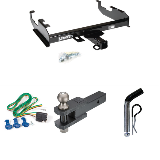 Se adapta al paquete de remolque con enganche de remolque Chevrolet C30 1985-1986 con cableado plano de 4 + soporte de bola de enganche de horquilla con bola de 2" + pasador/clip (para modelos con cama de 8') de Draw-Tite