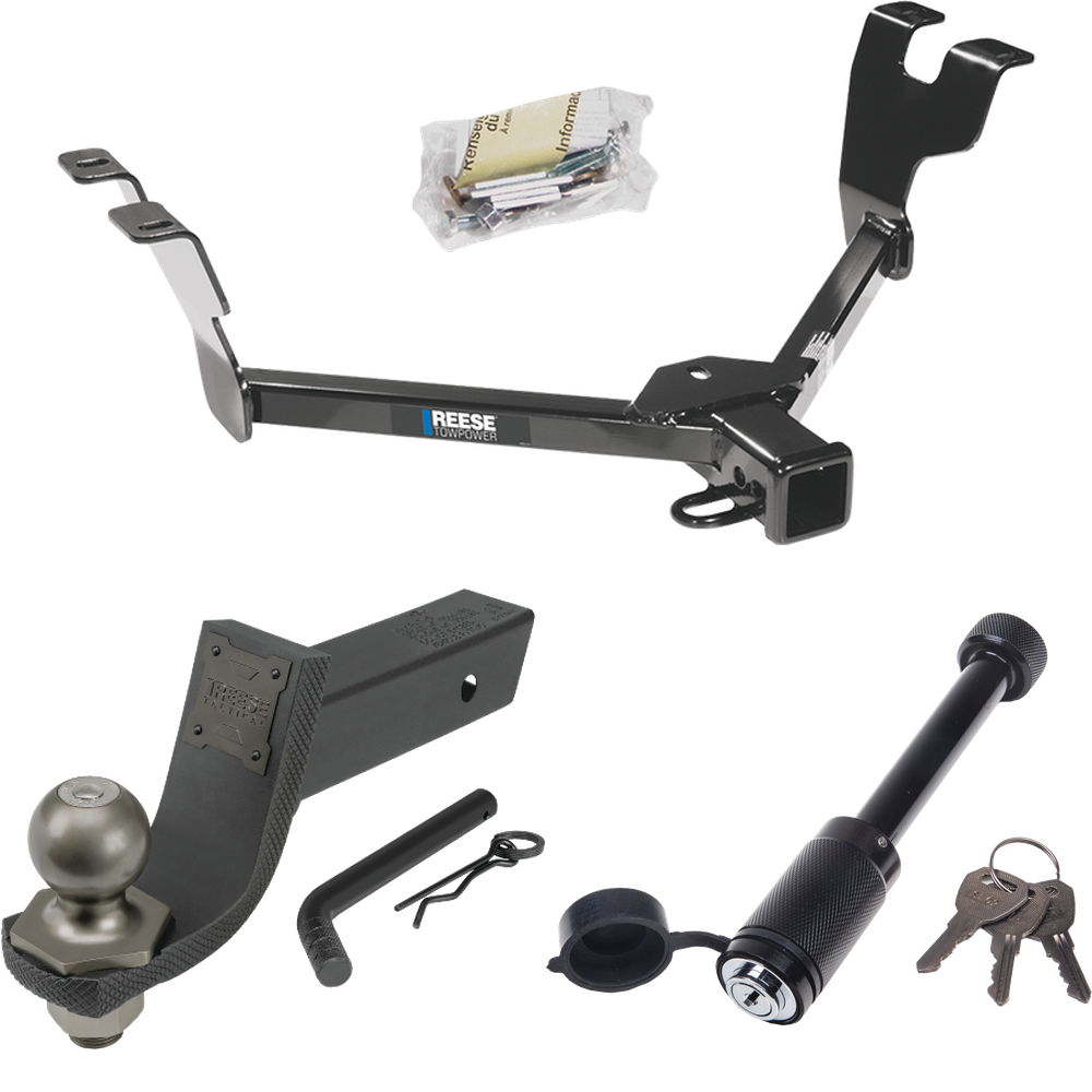 Fits 2005-2007 Subaru Outback Trailer Hitch Tow PKG + Interlock Tactical Starter Kit w/ 3-1/4" Drop & 2" Ball + Tactical Dogbone Lock (For Sedan, Except Sport Models) By Reese Towpower