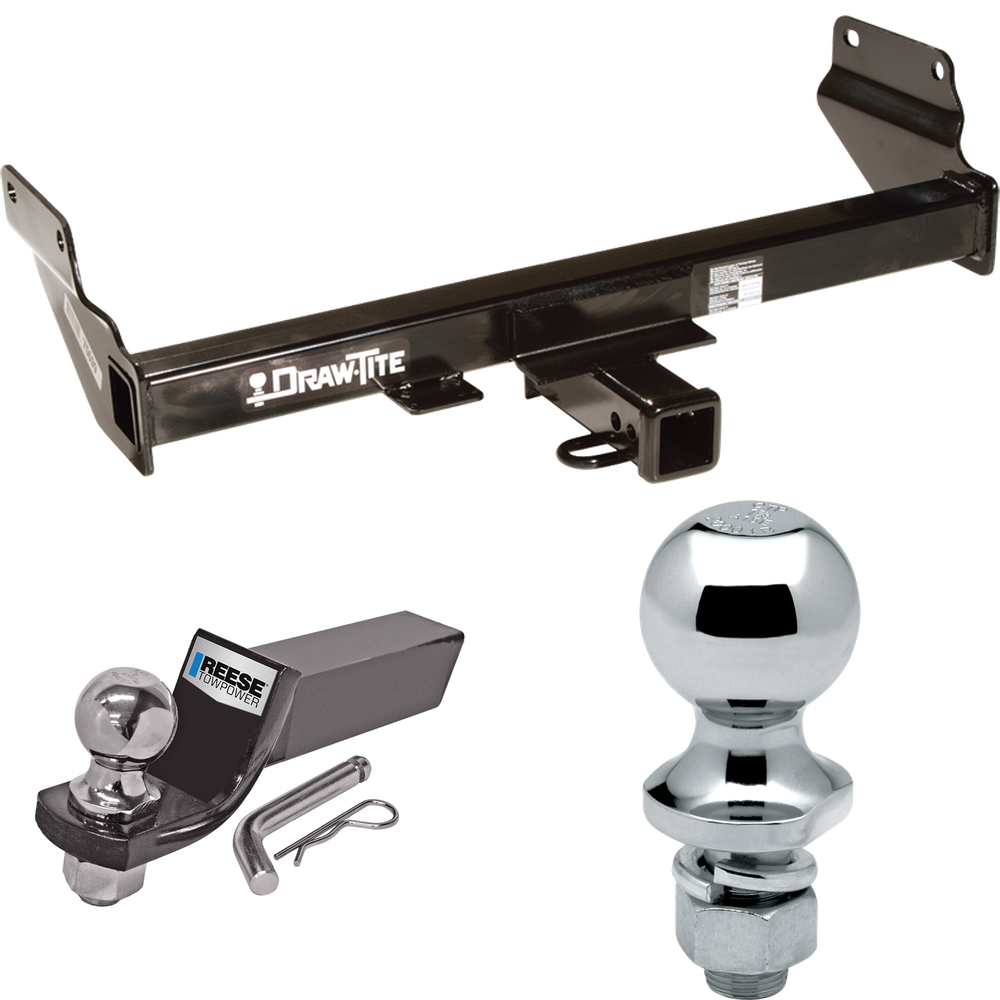 Fits 2011-2013 Jeep Grand Cherokee Trailer Hitch Tow PKG w/ Starter Kit Ball Mount w/ 2" Drop & 2" Ball + 1-7/8" Ball (For w/OEM Tow Hook Models) By Draw-Tite