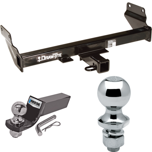 Fits 2011-2013 Jeep Grand Cherokee Trailer Hitch Tow PKG w/ Starter Kit Ball Mount w/ 2" Drop & 2" Ball + 1-7/8" Ball (For w/OEM Tow Hook Models) By Draw-Tite