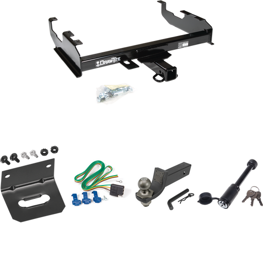 Fits 1963-1972 Chevrolet C10 Trailer Hitch Tow PKG w/ 4-Flat Wiring + Interlock Tactical Starter Kit w/ 2" Drop & 2" Ball + Tactical Dogbone Lock + Wiring Bracket (For w/8' Bed Models) By Draw-Tite