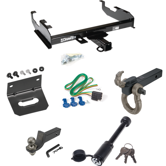 Fits 1971-1973 International 1110 Trailer Hitch Tow PKG w/ 4-Flat Wiring + Interlock Tactical Starter Kit w/ 2" Drop & 2" Ball + Tactical Hook & Shackle Mount + Tactical Dogbone Lock + Wiring Bracket By Draw-Tite