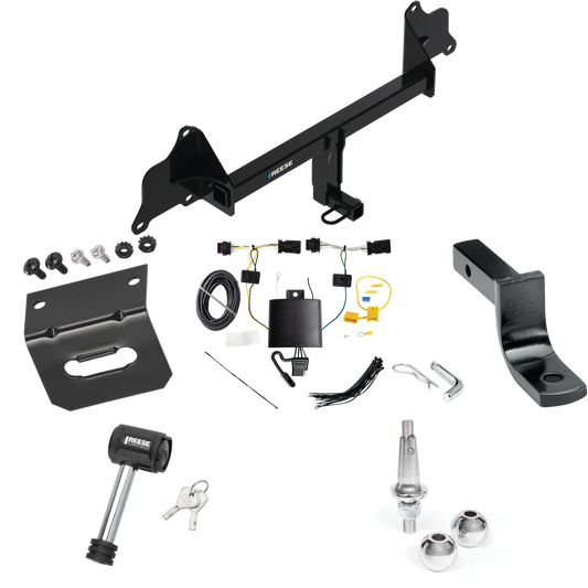 Fits 2020-2023 Tesla 3 Trailer Hitch Tow PKG w/ 4-Flat Wiring Harness + Draw-Bar + Interchangeable 1-7/8" & 2" Balls + Wiring Bracket + Hitch Lock By Reese Towpower