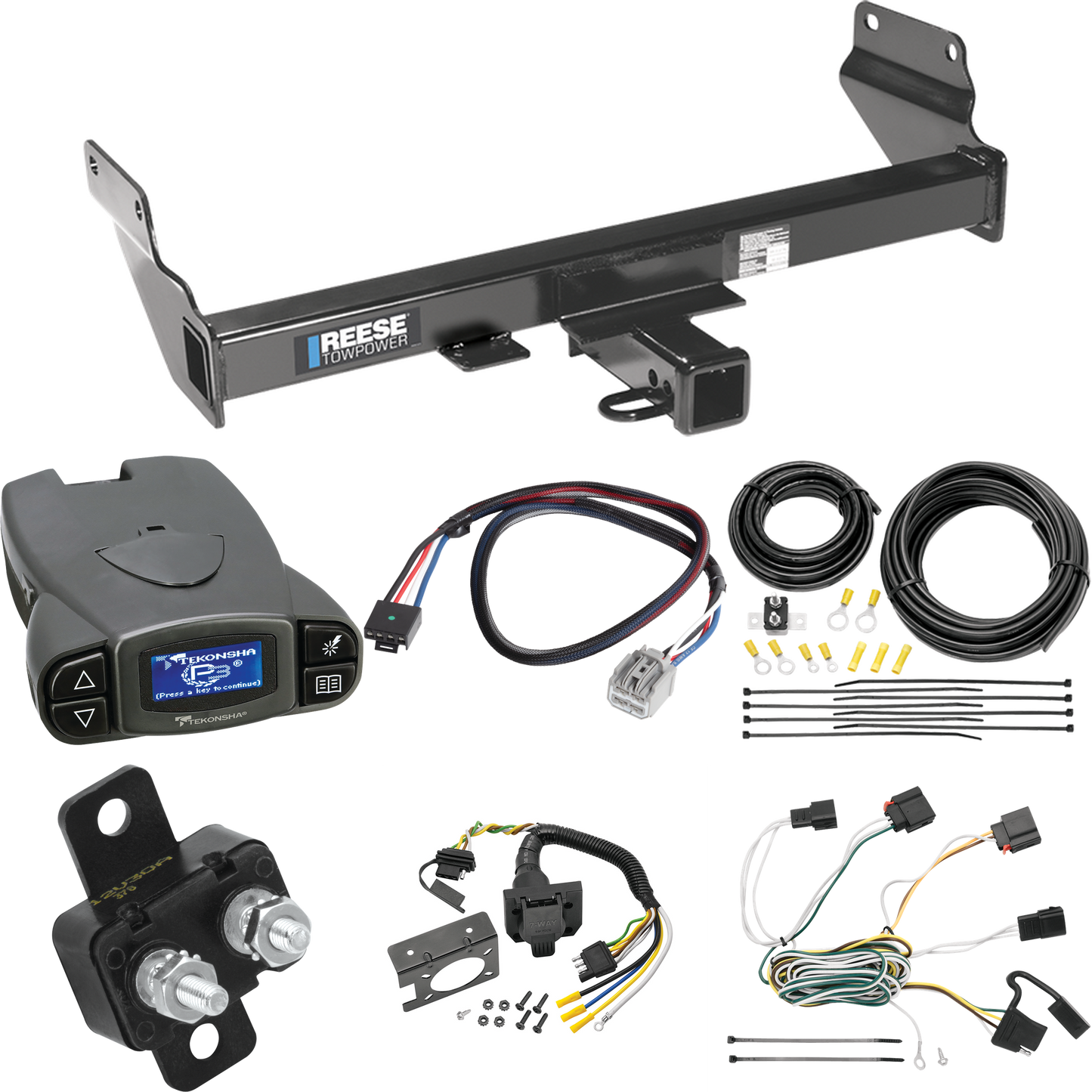 Fits 2011-2013 Jeep Grand Cherokee Trailer Hitch Tow PKG w/ Tekonsha Prodigy P3 Brake Control + Plug & Play BC Adapter + 7-Way RV Wiring (Excludes: w/OEM Tow Hook Models) By Reese Towpower