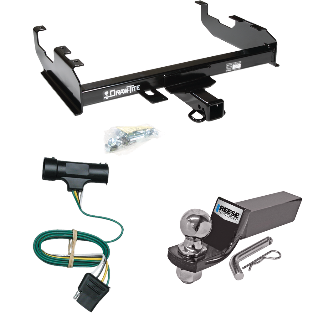 Se adapta al paquete de enganche de remolque GMC C15 1975-1978 con cableado plano de 4 + kit de montaje de bola de inicio con caída de 2" y bola de 2" (para modelos con cama de 8') de Draw-Tite