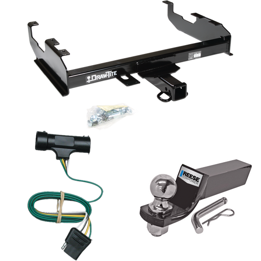 Fits 1975-1978 GMC C15 Trailer Hitch Tow PKG w/ 4-Flat Wiring + Starter Kit Ball Mount w/ 2" Drop & 2" Ball (For w/8' Bed Models) By Draw-Tite