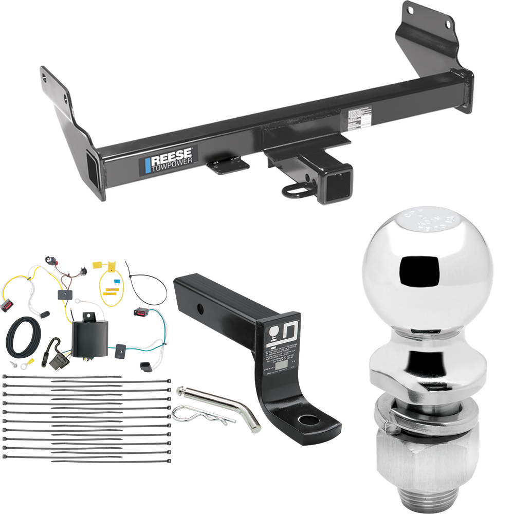 Fits 2021-2021 Jeep Grand Cherokee Trailer Hitch Tow PKG w/ 4-Flat Wiring + Ball Mount w/ 4" Drop + 2" Ball (Excludes: w/OEM Tow Hook or ECODiesel Engine Models) By Reese Towpower