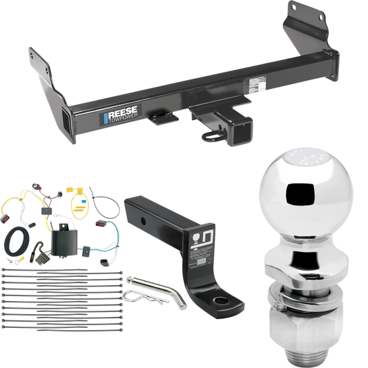 Fits 2021-2021 Jeep Grand Cherokee Trailer Hitch Tow PKG w/ 4-Flat Wiring + Ball Mount w/ 4" Drop + 2" Ball (Excludes: w/OEM Tow Hook or ECODiesel Engine Models) By Reese Towpower