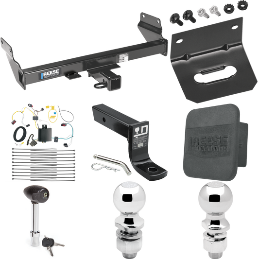 Fits 2021-2021 Jeep Grand Cherokee Trailer Hitch Tow PKG w/ 4-Flat Wiring + Ball Mount w/ 4" Drop + 2" Ball + 2-5/16" Ball + Wiring Bracket + Hitch Lock + Hitch Cover (Excludes: w/OEM Tow Hook or ECODiesel Engine Models) By Reese Towpower