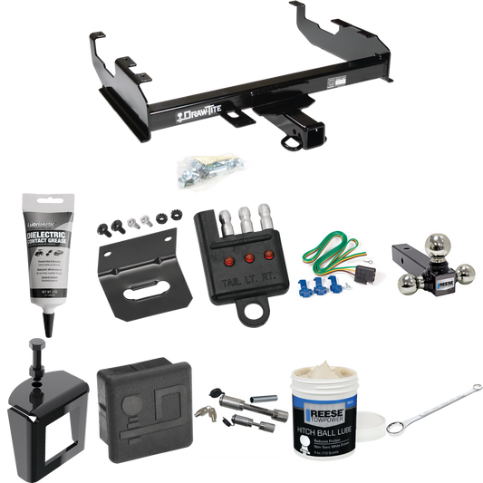 Fits 1963-1972 Chevrolet K20 Trailer Hitch Tow PKG w/ 4-Flat Wiring + Triple Ball Ball Mount 1-7/8" & 2" & 2-5/16" Trailer Balls + Wiring Bracket + Hitch Cover + Dual Hitch & Coupler Locks + Wiring Tester + Ball Lube + Electric Grease + Ball Wrench +