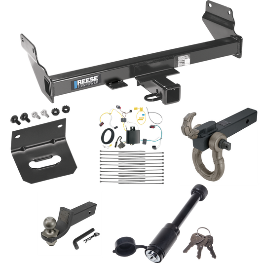 Fits 2021-2021 Jeep Grand Cherokee Trailer Hitch Tow PKG w/ 4-Flat Wiring + Interlock Tactical Starter Kit w/ 2" Drop & 2" Ball + Tactical Hook & Shackle Mount + Tactical Dogbone Lock + Wiring Bracket (For w/OEM Tow Hook, Except w/ECODiesel Engine Mo