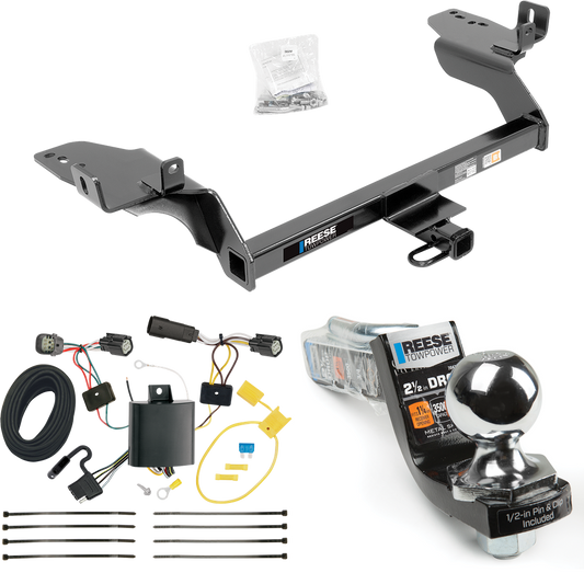 Fits 2017-2018 Ford Escape Trailer Hitch Tow PKG w/ 4-Flat Wiring Harness + Interlock Starter Kit w/ 2" Ball 2-1/2" Drop 2" Rise By Reese Towpower