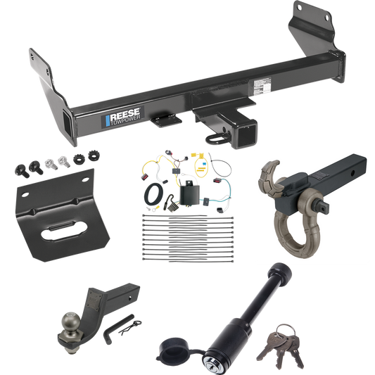 Fits 2022-2023 Jeep Grand Cherokee WK Trailer Hitch Tow PKG w/ 4-Flat Wiring + Interlock Tactical Starter Kit w/ 3-1/4" Drop & 2" Ball + Tactical Hook & Shackle Mount + Tactical Dogbone Lock + Wiring Bracket By Reese Towpower