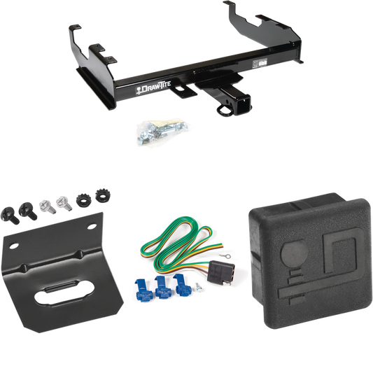 Se adapta al paquete de enganche de remolque International 1100D 1969-1970 con arnés de cableado plano de 4 + soporte de cableado + cubierta de enganche de Draw-Tite