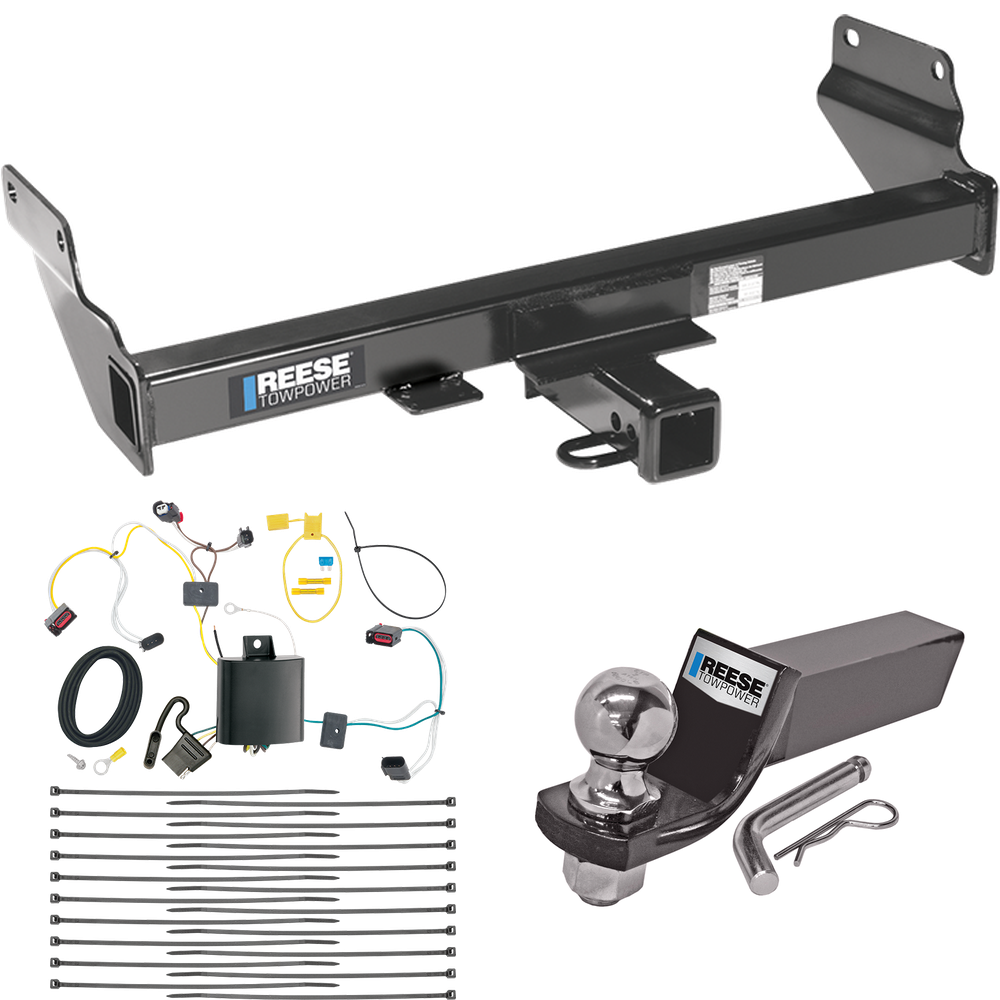 Fits 2022-2023 Jeep Grand Cherokee WK Trailer Hitch Tow PKG w/ 4-Flat Wiring + Starter Kit Ball Mount w/ 2" Drop & 2" Ball By Reese Towpower