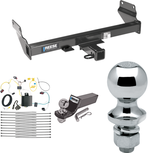 Fits 2014-2021 Jeep Grand Cherokee Trailer Hitch Tow PKG w/ 4-Flat Wiring + Starter Kit Ball Mount w/ 2" Drop & 2" Ball + 1-7/8" Ball (Excludes: w/OEM Tow Hook or ECODiesel Engine Models) By Reese Towpower