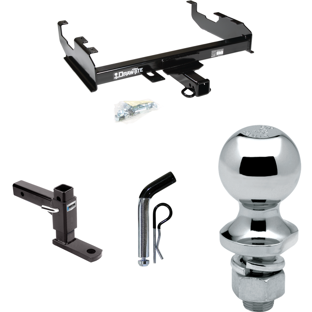 Fits 1979-1986 GMC K2500 Trailer Hitch Tow PKG w/ Adjustable Drop Rise Ball Mount + Pin/Clip + 1-7/8" Ball (For w/8' Bed Models) By Draw-Tite