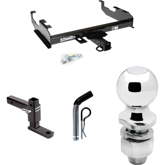 Fits 1977-1978 GMC K35 Trailer Hitch Tow PKG w/ Adjustable Drop Rise Ball Mount + Pin/Clip + 2" Ball (For w/8' Bed Models) By Draw-Tite