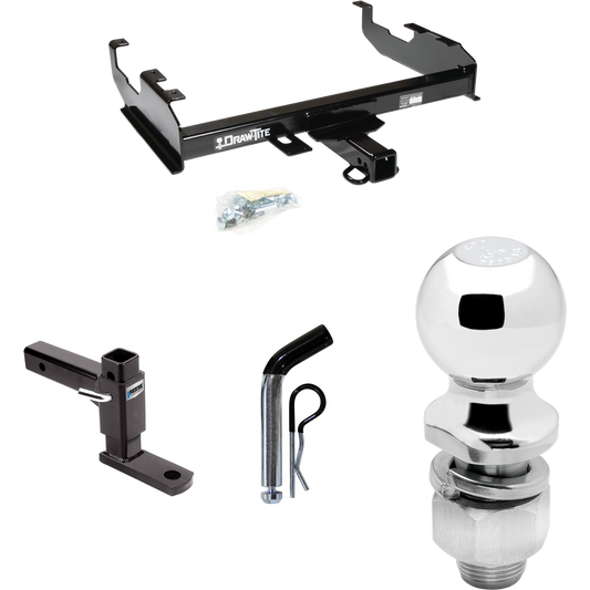 Fits 1963-1965 GMC 1000 Series Trailer Hitch Tow PKG w/ Adjustable Drop Rise Ball Mount + Pin/Clip + 2" Ball (For w/8' Bed Models) By Draw-Tite