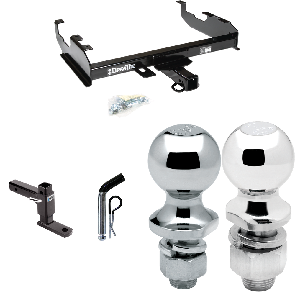 Fits 1971-1973 International 1110 Trailer Hitch Tow PKG w/ Adjustable Drop Rise Ball Mount + Pin/Clip + 2" Ball + 1-7/8" Ball By Draw-Tite