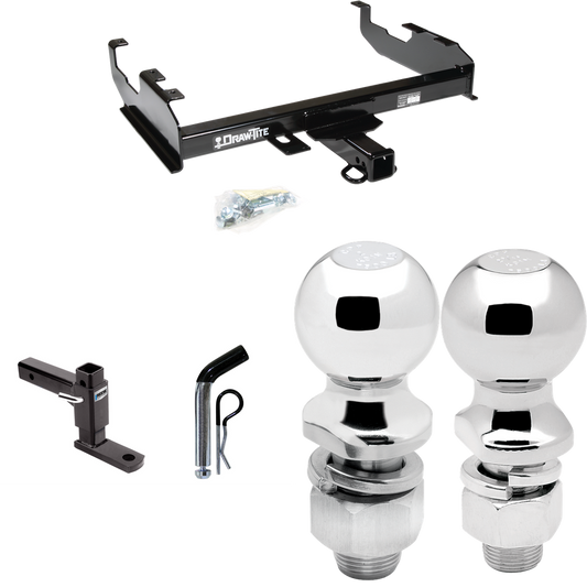 Fits 1963-1965 GMC 1000 Series Trailer Hitch Tow PKG w/ Adjustable Drop Rise Ball Mount + Pin/Clip + 2" Ball + 2-5/16" Ball (For w/8' Bed Models) By Draw-Tite