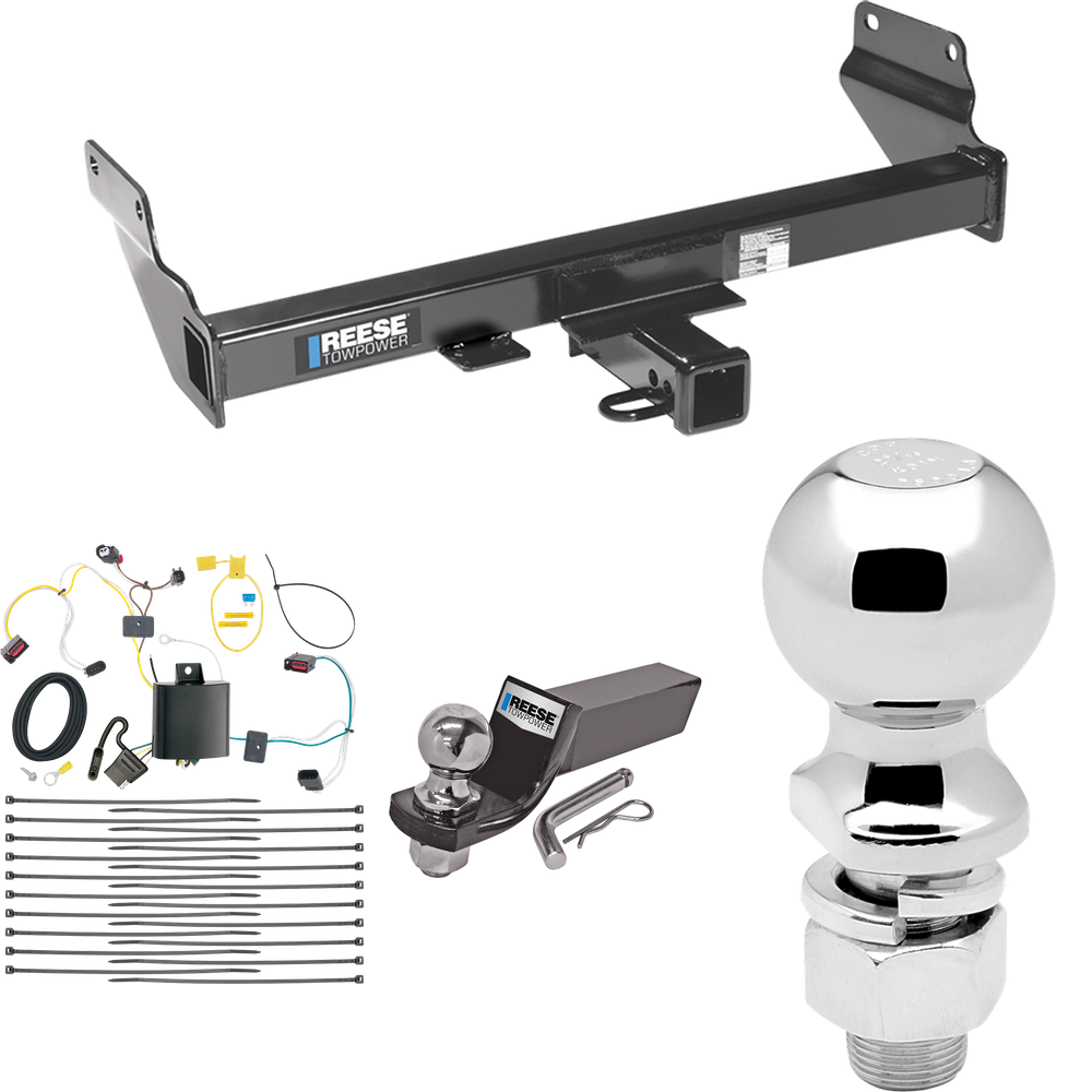 Fits 2021-2021 Jeep Grand Cherokee Trailer Hitch Tow PKG w/ 4-Flat Wiring + Starter Kit Ball Mount w/ 2" Drop & 2" Ball + 2-5/16" Ball (For w/OEM Tow Hook, Except w/ECODiesel Engine Models) By Reese Towpower