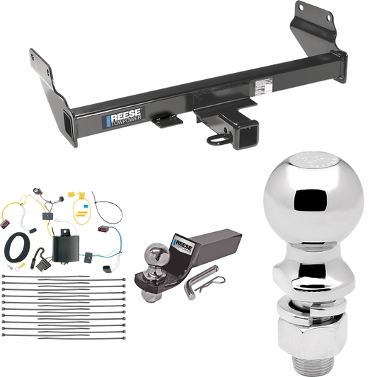 Fits 2021-2021 Jeep Grand Cherokee Trailer Hitch Tow PKG w/ 4-Flat Wiring + Starter Kit Ball Mount w/ 2" Drop & 2" Ball + 2-5/16" Ball (For w/OEM Tow Hook, Except w/ECODiesel Engine Models) By Reese Towpower