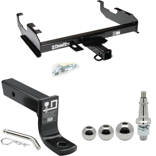 Fits 1969-1971 International 1500D Trailer Hitch Tow PKG w/ Ball Mount w/ 4" Drop + Interchangeable Ball 1-7/8" & 2" & 2-5/16" By Draw-Tite