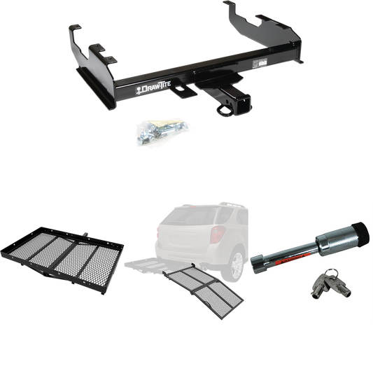 Fits 1988-1991 Chevrolet C2500 Trailer Hitch Tow PKG w/ Cargo Carrier + Bi-Fold Ramp + Hitch Lock (For Crew Cab w/8' Bed Models) By Draw-Tite