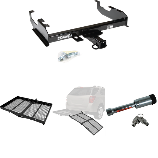 Fits 1963-1986 Chevrolet C20 Trailer Hitch Tow PKG w/ Cargo Carrier + Bi-Fold Ramp + Hitch Lock (For w/8' Bed Models) By Draw-Tite