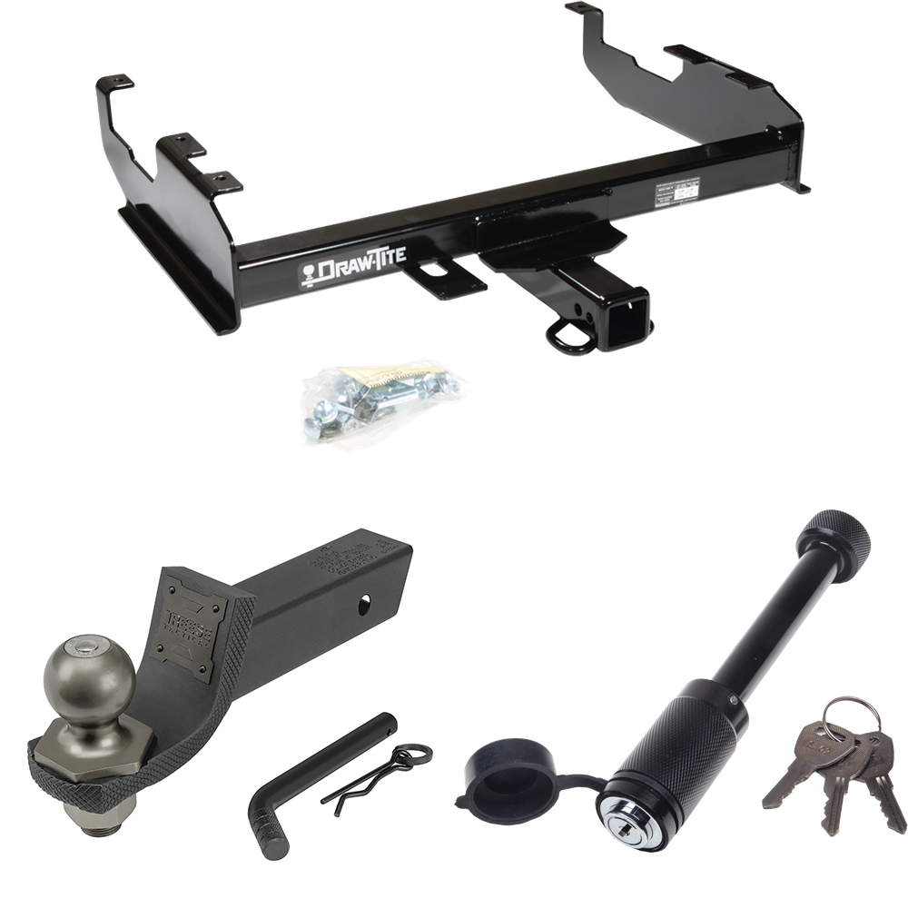 Fits 1963-1965 GMC 1500 Series Trailer Hitch Tow PKG + Interlock Tactical Starter Kit w/ 2" Drop & 2" Ball + Tactical Dogbone Lock (For w/8' Bed Models) By Draw-Tite