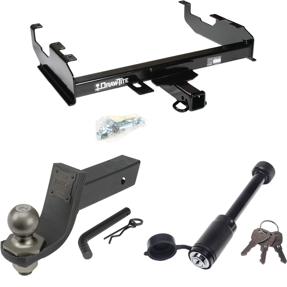 Fits 1963-1972 Chevrolet K10 Trailer Hitch Tow PKG + Interlock Tactical Starter Kit w/ 3-1/4" Drop & 2" Ball + Tactical Dogbone Lock (For w/8' Bed Models) By Draw-Tite