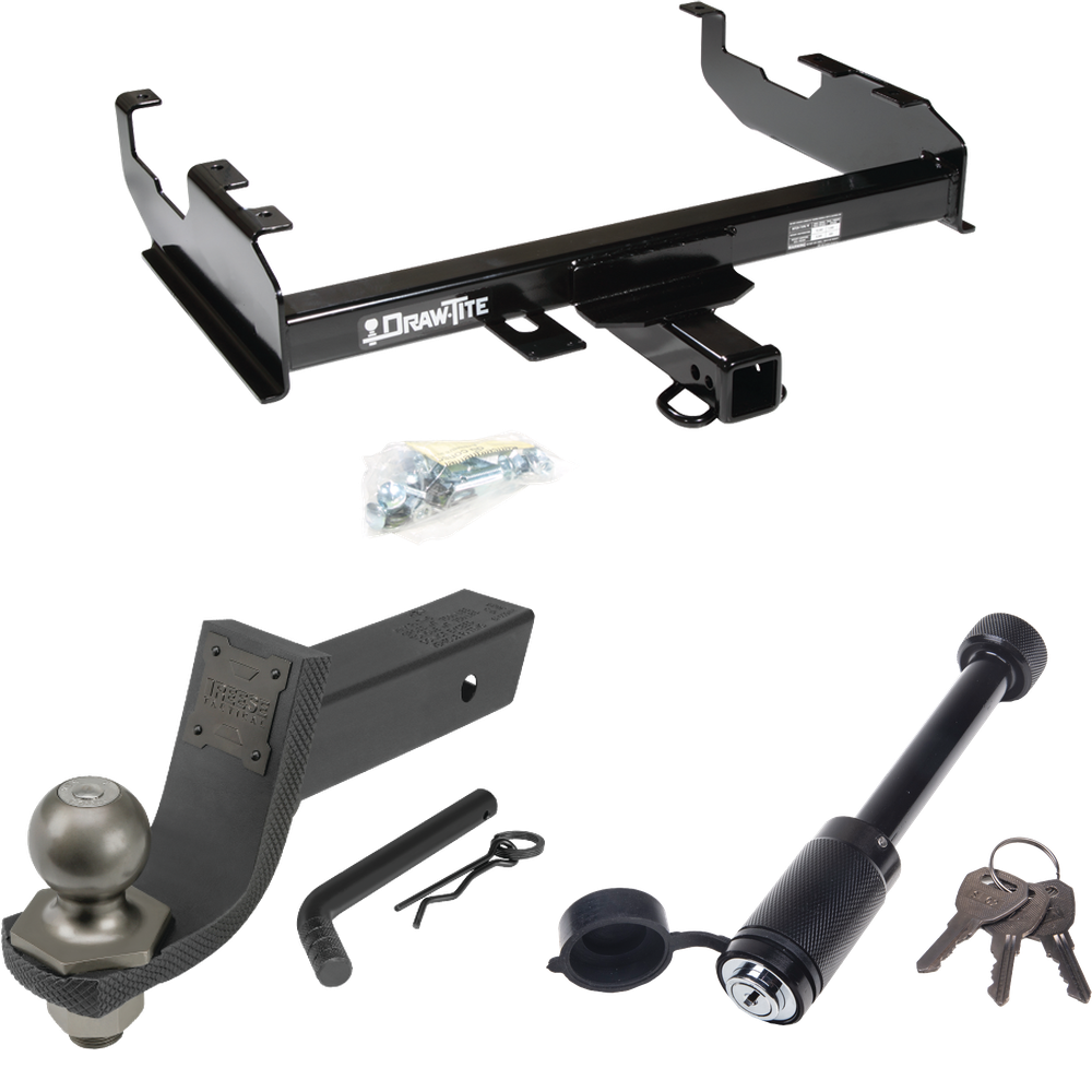 Fits 1967-1974 GMC C15/C1500 Trailer Hitch Tow PKG + Interlock Tactical Starter Kit w/ 3-1/4" Drop & 2" Ball + Tactical Dogbone Lock (For w/8' Bed Models) By Draw-Tite