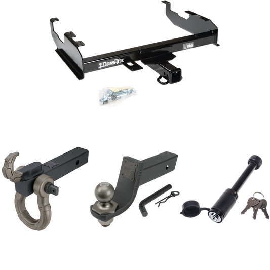 Fits 1963-1974 Ford F-350 Trailer Hitch Tow PKG + Interlock Tactical Starter Kit w/ 3-1/4" Drop & 2" Ball + Tactical Hook & Shackle Mount + Tactical Dogbone Lock By Draw-Tite