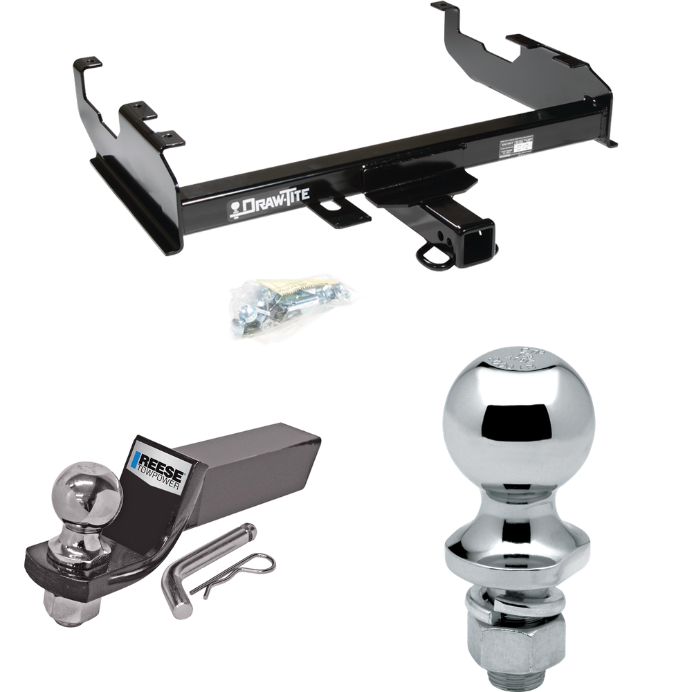 Fits 1963-1986 Chevrolet K10 Trailer Hitch Tow PKG w/ Starter Kit Ball Mount w/ 2" Drop & 2" Ball + 1-7/8" Ball (For w/8' Bed Models) By Draw-Tite